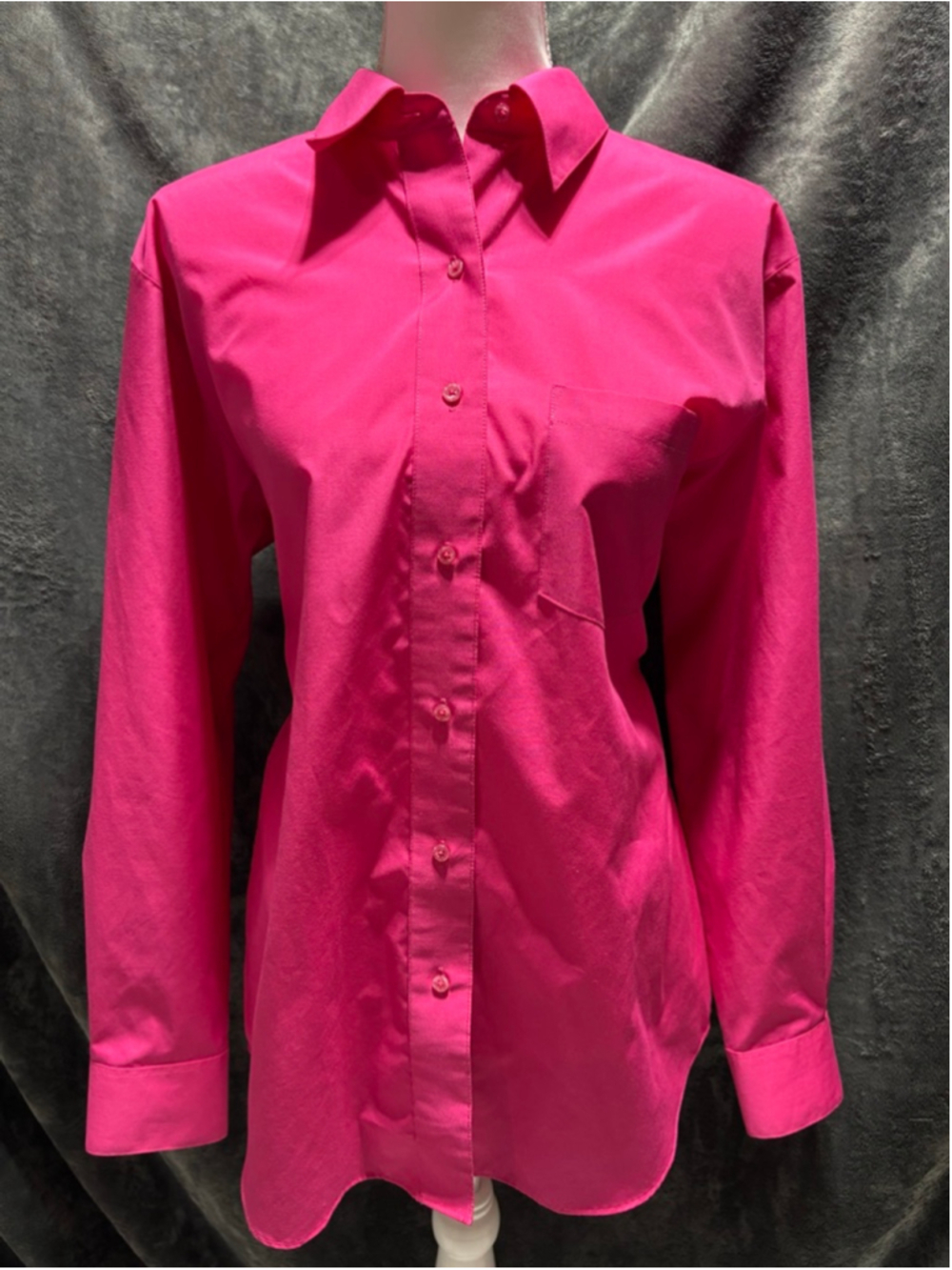 Foxcroft Woman's Fuschia Pink Wrinkle Free Long Sleeve Button Up Shirt Size 12